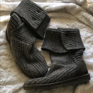Gray knit UGG boots